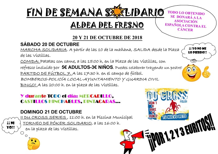 Aldea Fresno Cartel fin de Semana Solidario 2018